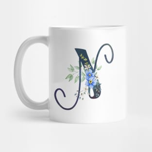 Floral Monogram N Wild Blue Flowers Mug